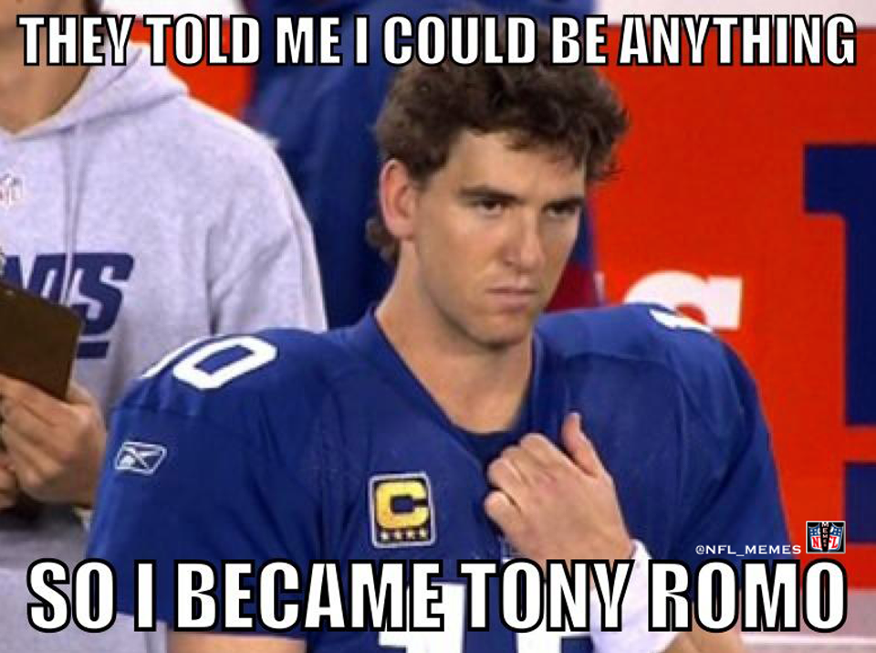 Romo wrapped in bubble wrap  Nfl memes, Tony romo, Tony romo memes